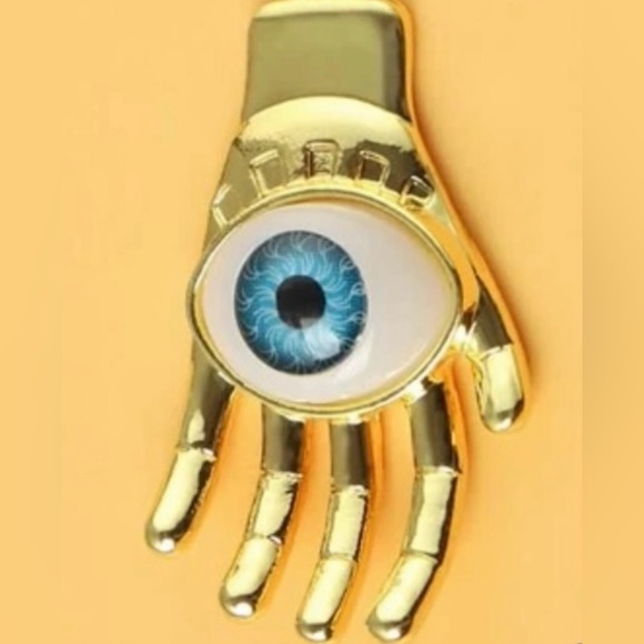 Realistic Evil Eye Hamsa~ Hand of Fatima Miriam Hamesh God Blue Eyeball Necklace - Picture 2 of 13